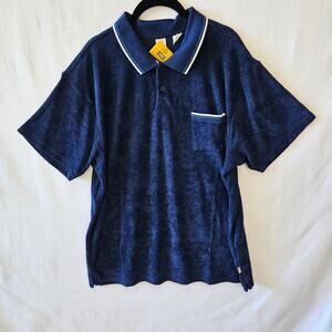 Levi's Gold Tab Polo Terry Cloth Shirt Bowling Blue Large